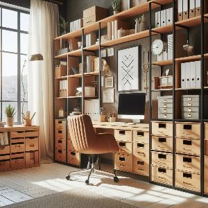 Trendy Home Office Design Ideas with file cabinets & storage boxes-2